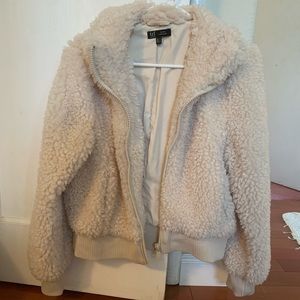 Zara white teddy jacket size Small
